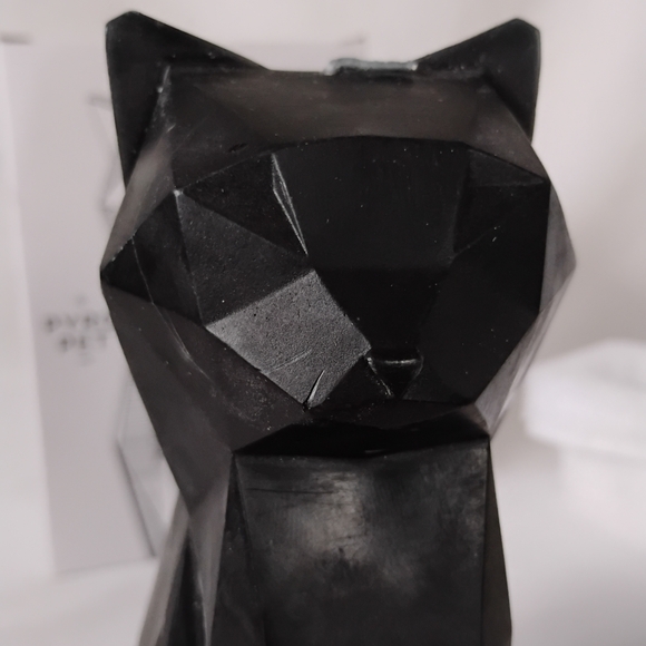 PyroPet Kisa Geometric Unscented Black Cat Candle with Metal Skeleton Halloween - Picture 12 of 16